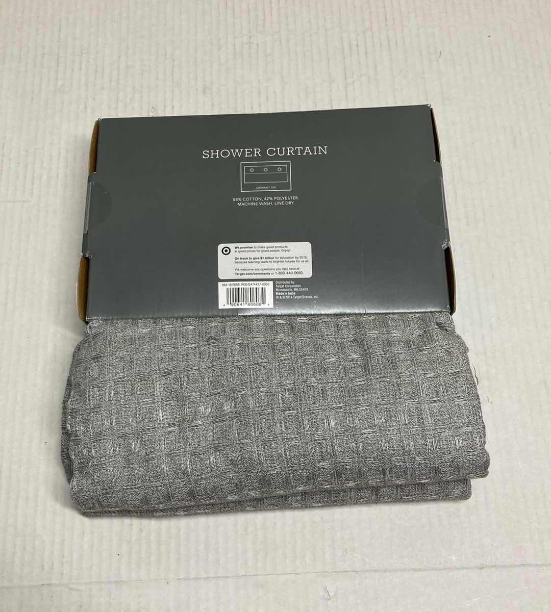 Photo 3 of NEW THRESHOLD GREY WAFFLE WEAVE SHOWER CURTAIN 72” X 72”