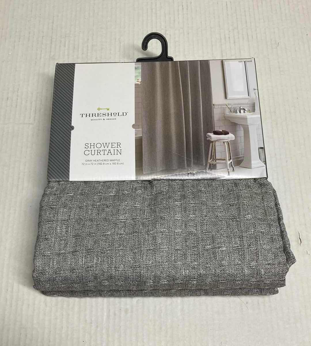 Photo 2 of NEW THRESHOLD GREY WAFFLE WEAVE SHOWER CURTAIN 72” X 72”