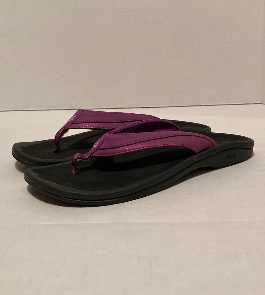 Photo 1 of OLUKAI OHANA ORCHID FLOWER & BLACK WATER RESISTANT SANDALS WOMEN’S SIZE 9