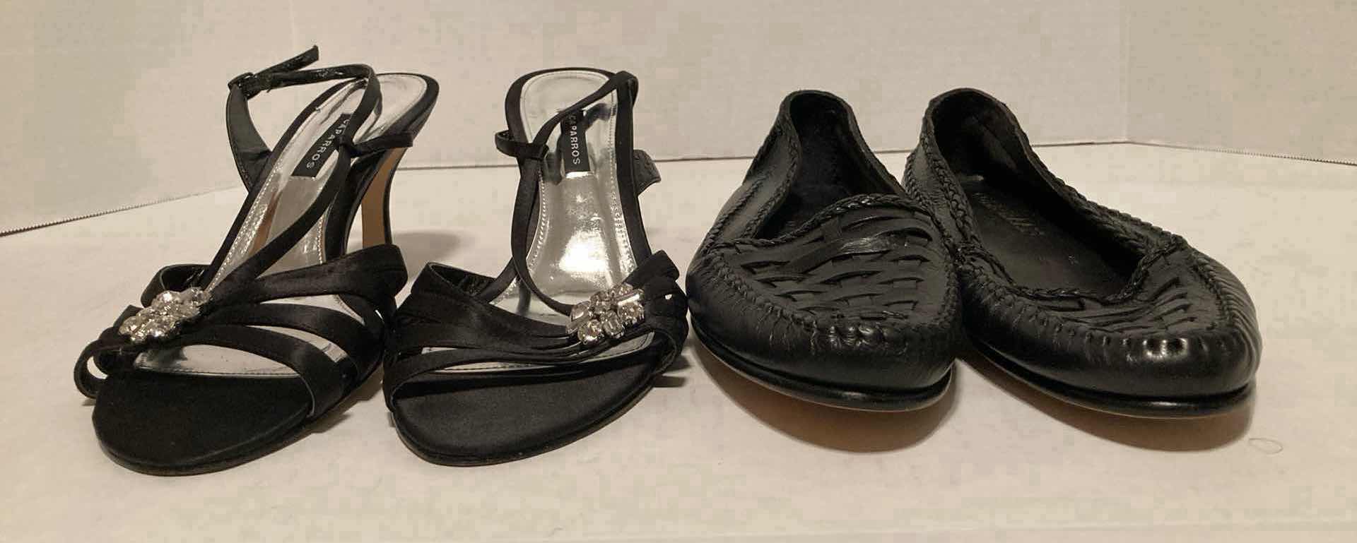 Photo 1 of CAPARROS BLACK OPEN TOE HEELS & COLE HAAN BLACK WOVEN LEATHER LOAFERS WOMEN’S SIZE 8-8.5