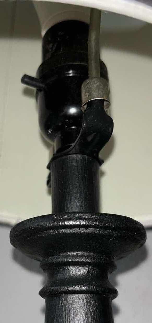 Photo 1 of MATTE BLACK 20&quot; RESIN TABLE LAMP W 7.5”D BLACK LAMP SHADE