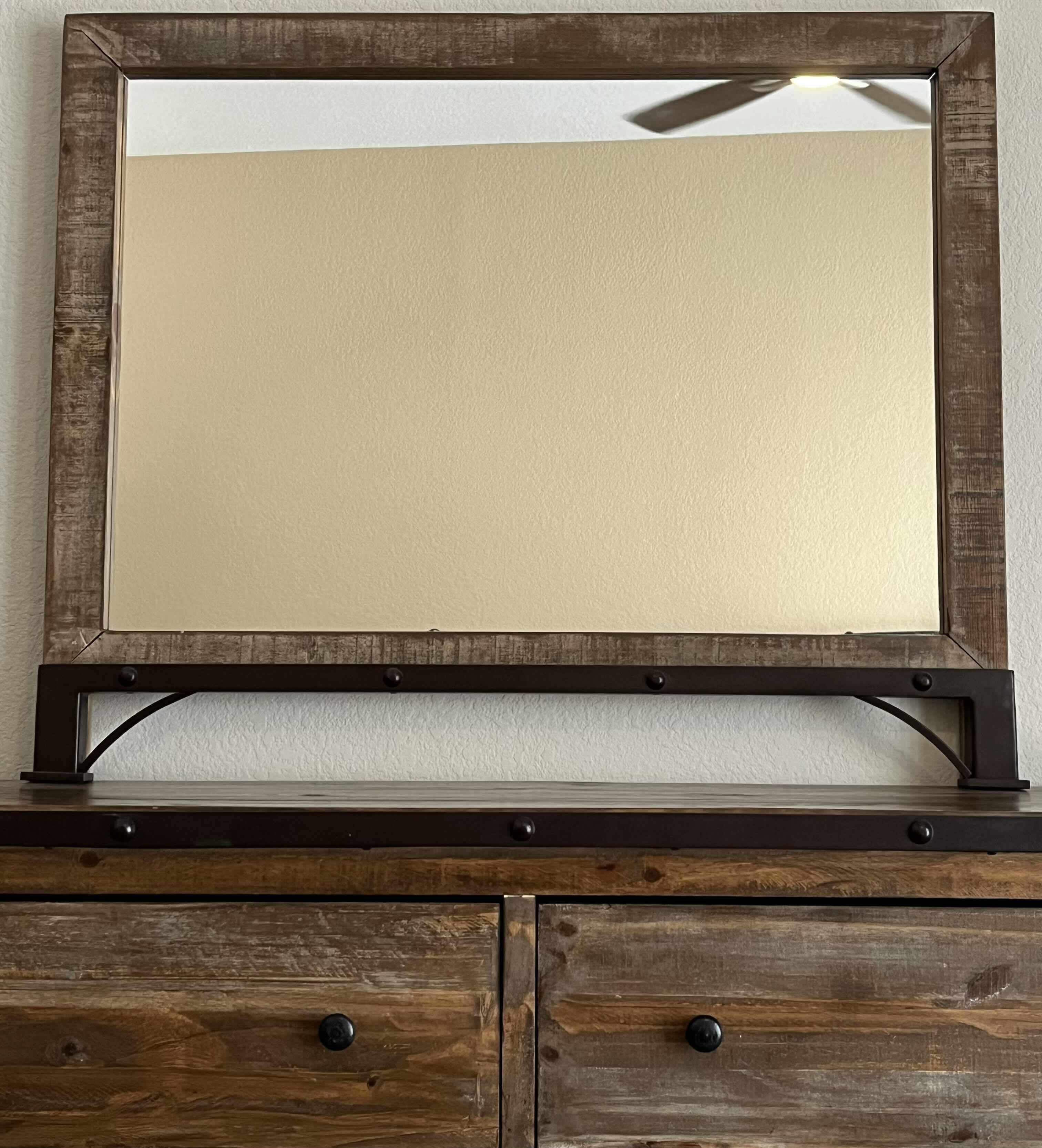 Photo 1 of INTERNATIONAL FURNITURE DIRECT ANTIQUE BARNWOOD RUSTIC VANITY 6 DRESSER 62” X 19” H74” (READ NOTES)