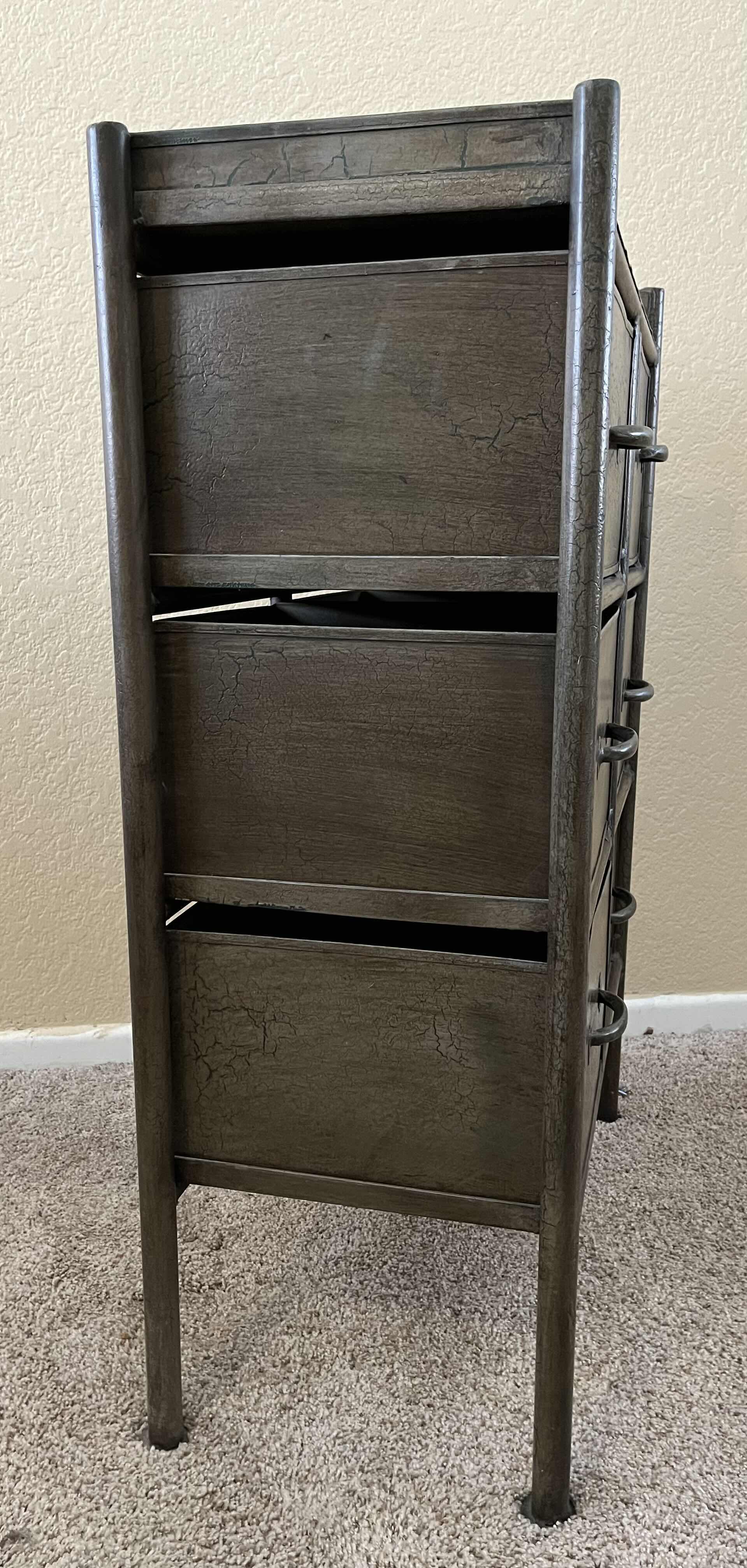 Photo 1 of BUTLER SPECIALTY COMPANY ANTIQUE AGED METAL CAMERON 6 DRAWER CHEST 23.25” X 12.25” H34.5”