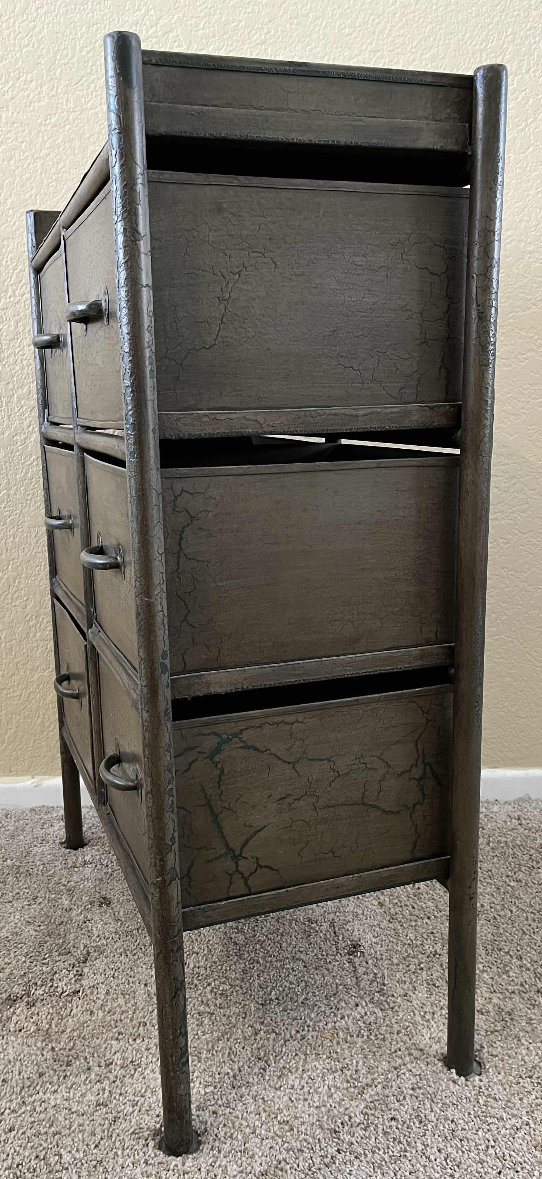 Photo 1 of BUTLER SPECIALTY COMPANY ANTIQUE AGED METAL CAMERON 6 DRAWER CHEST 23.25” X 12.25” H34.5”