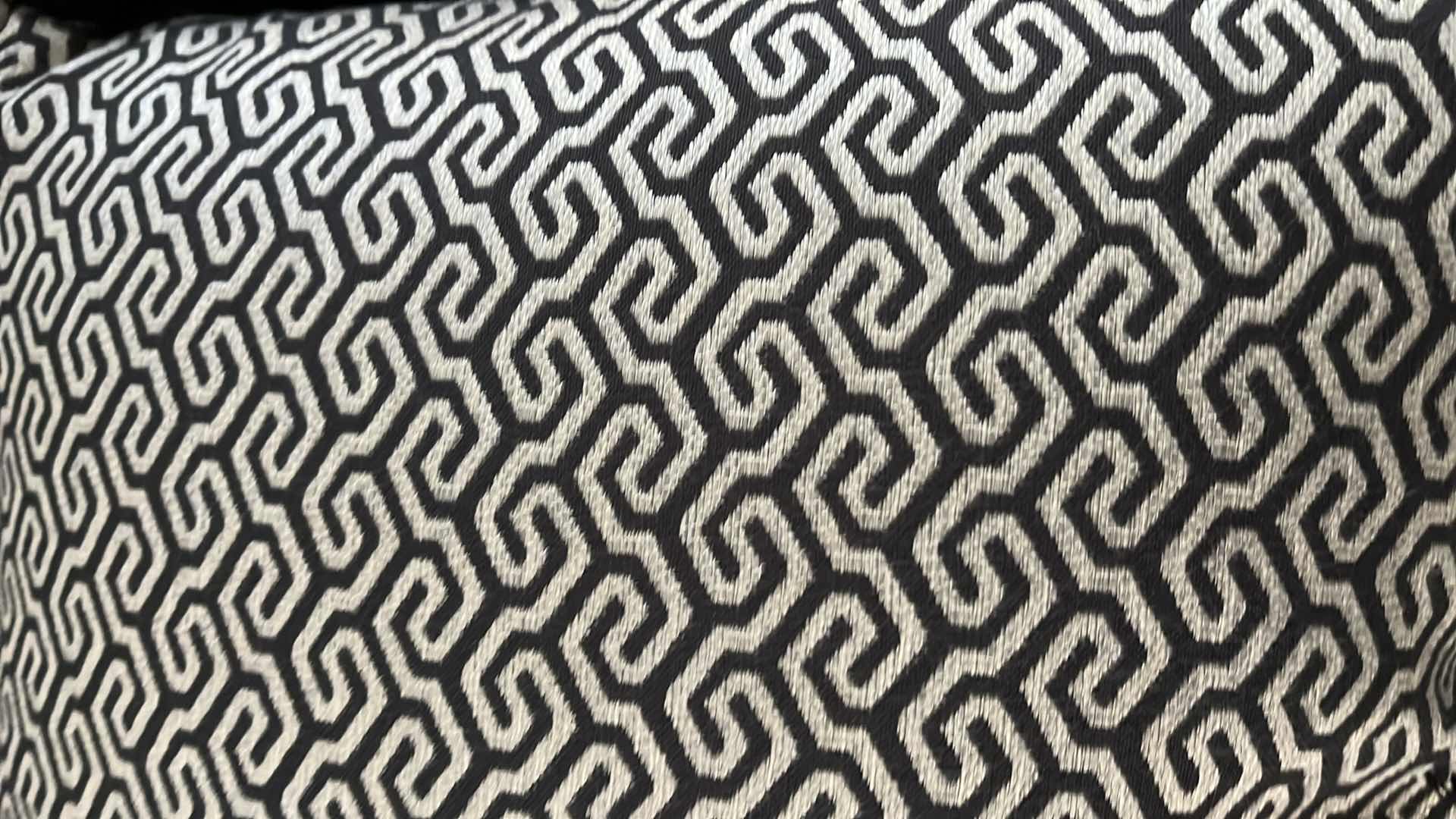 Photo 1 of MING FRET DESIGN BLACK & GRAY THROW PILLOWS (3) 15” X 15”