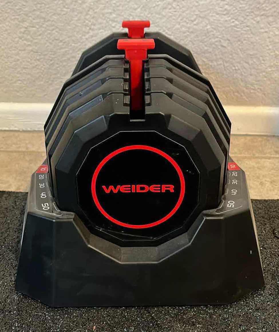 Photo 1 of WEIDER SELECT A WEIGHT ADJUSTABLE DUMBBELL 10LB-50LB