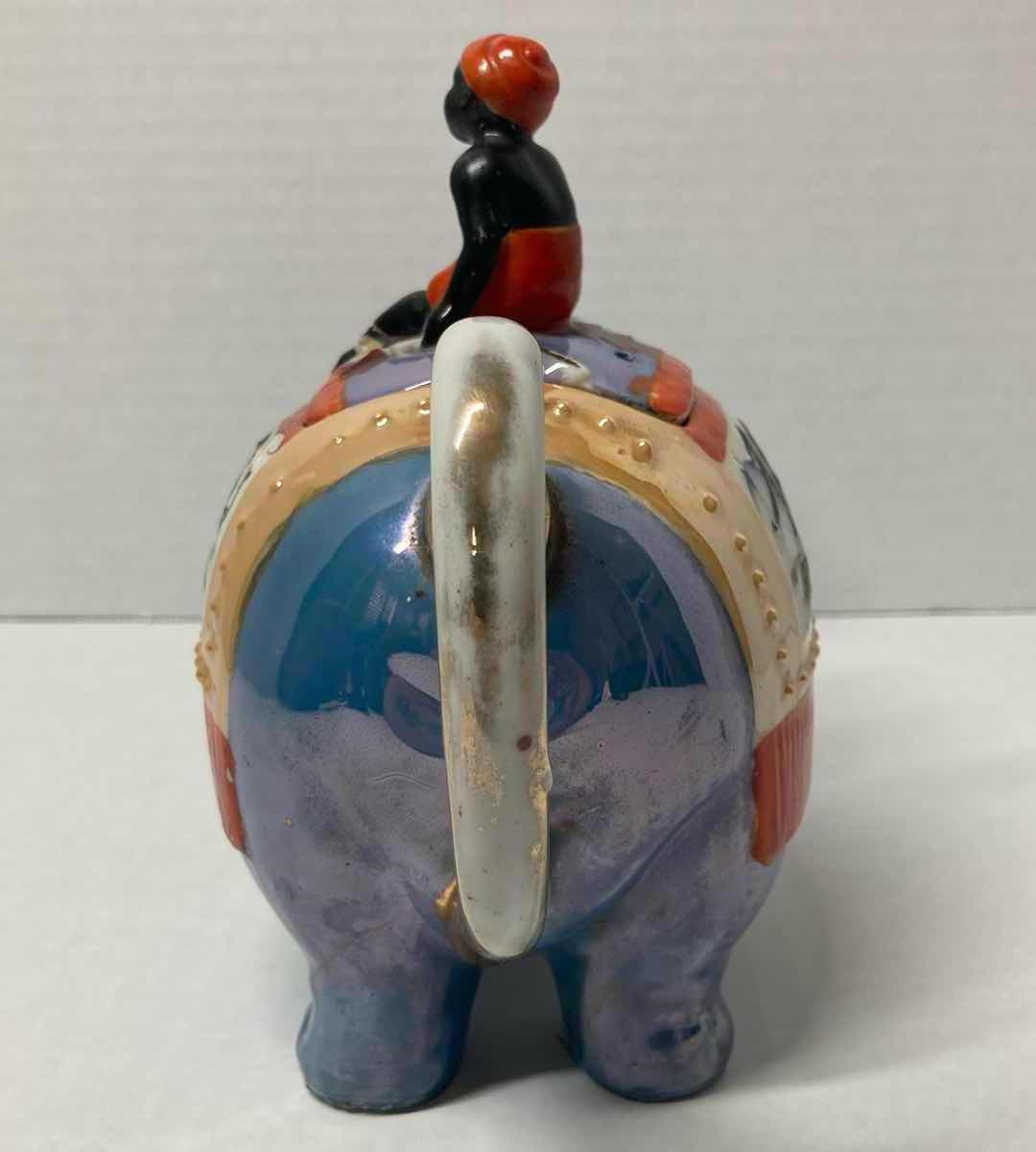 Photo 1 of BLUE ELEPHANT W RIDER EGYPTIAN THEMED CERAMIC TEAPOT 10” X 7”