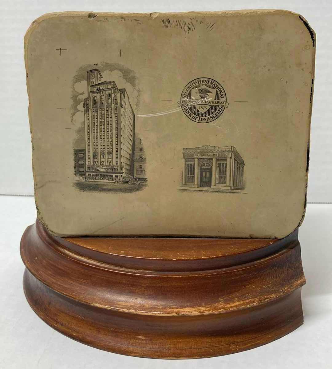 Photo 1 of HOTEL CLARENDON CLAY BLOCK WOOD BASE BOOKENDS (2) 7” X 4” H7”