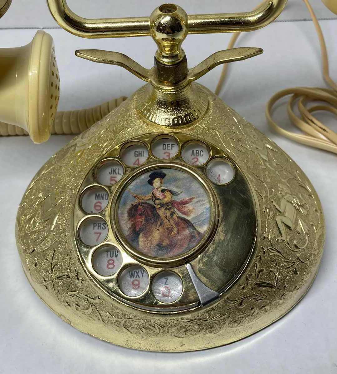 Photo 1 of ANTIQUE LITTLE LORD FAUNTLEROY GOLD FINISH ROTARY TELEPHONE