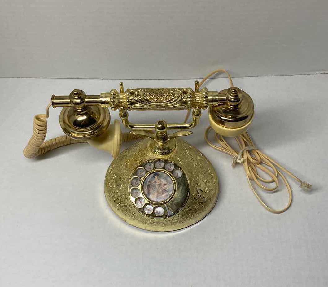 Photo 1 of ANTIQUE LITTLE LORD FAUNTLEROY GOLD FINISH ROTARY TELEPHONE