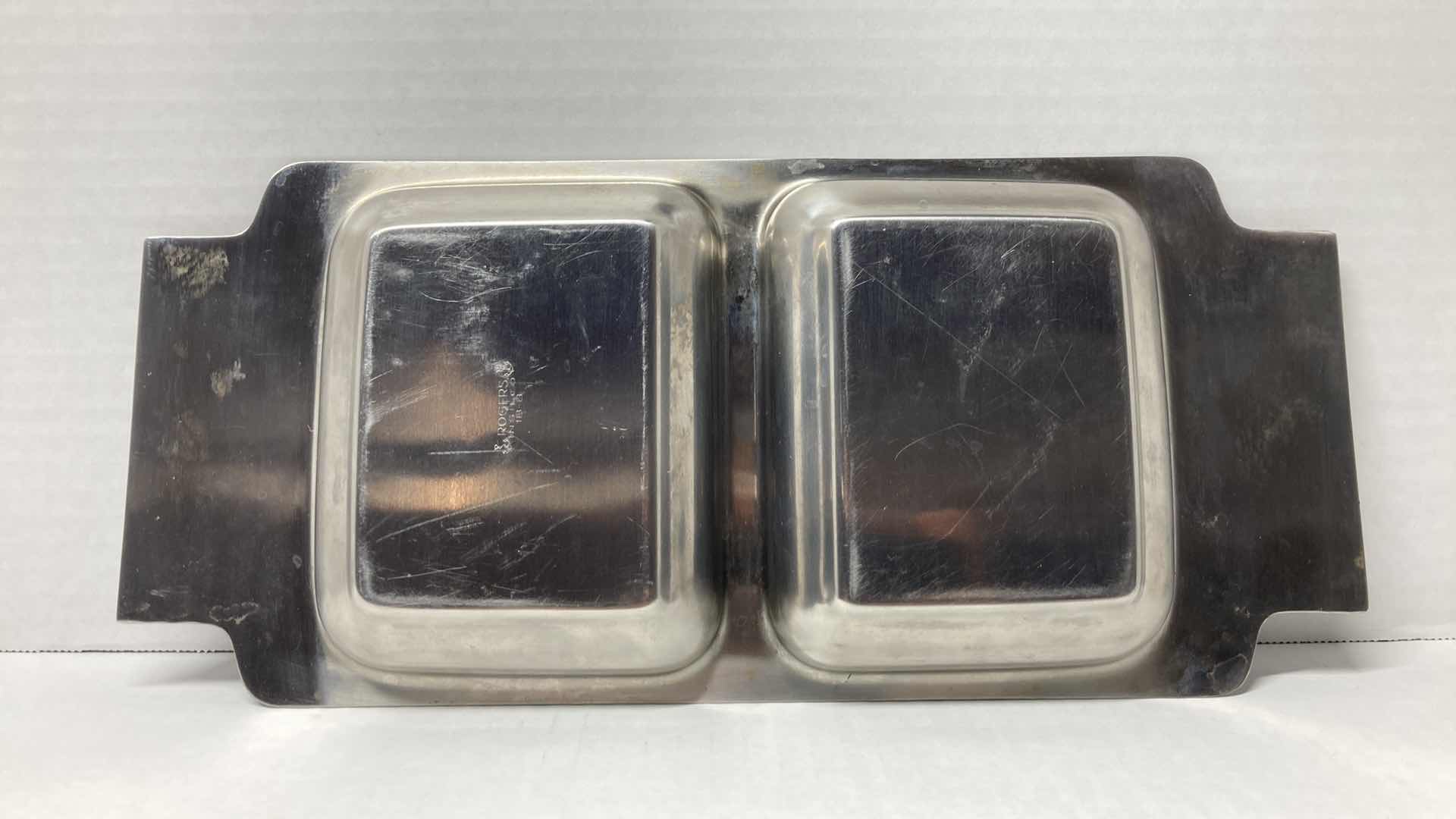 Photo 1 of ANCHOR ROGERS STAINLESS STEEL DIVIDED RELISH DISH 14” X 6”