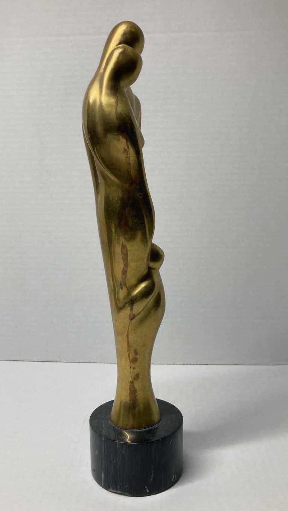 Photo 1 of MAN, WOMAN & CHILD BRASS STATUE W MARBLE BASE H16”