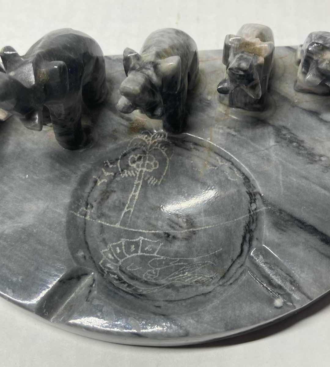 Photo 1 of ELEPHANT POLISHED STONE DECORATIVE ASH TRAY 7.50” X 4”