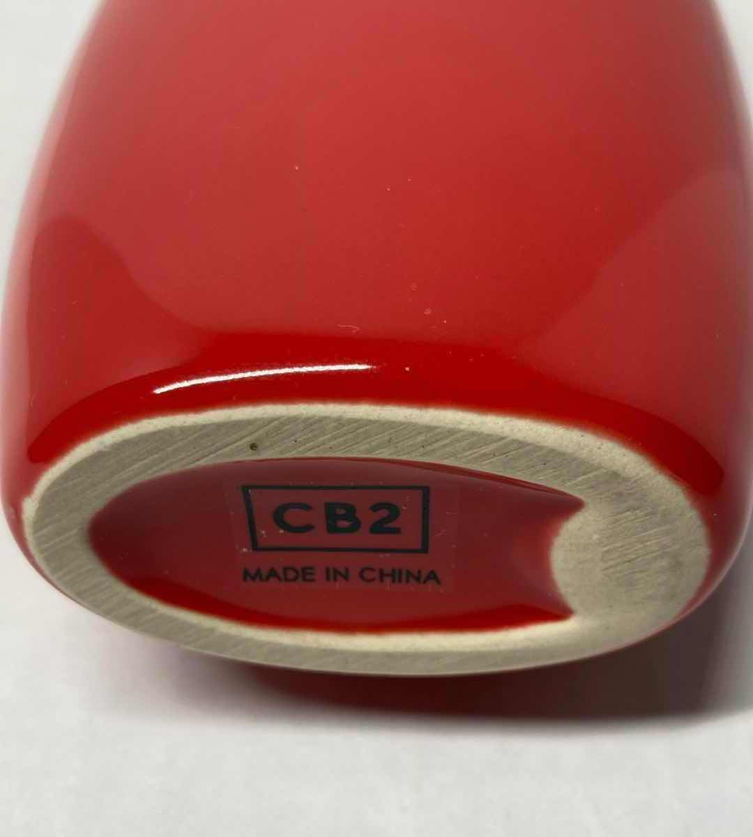 Photo 1 of CB2 RED CERAMIC DECORATIVE BOTTLE VASE H12”