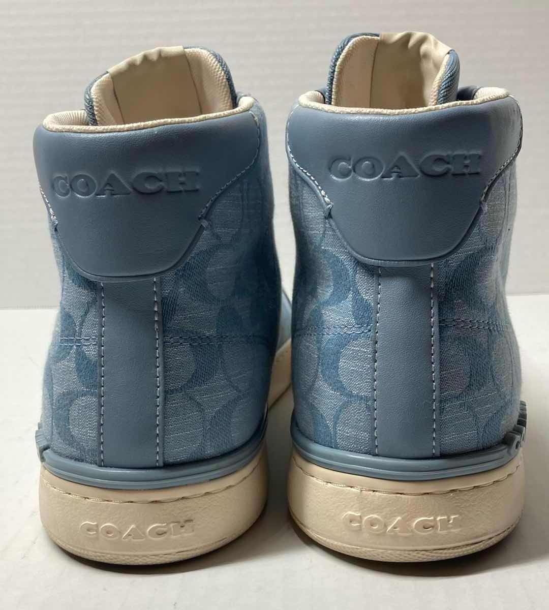 Photo 1 of COACH BLUE CLIP HIGH TOP SNEAKER IN SIGNATURE CHAMBRAY MEN’S SIZE 12D