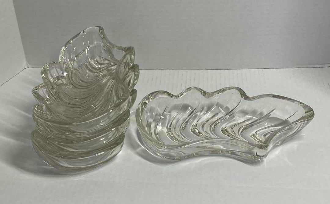 Photo 1 of ORNATE CLEAR GLASS SERVING DISHES (SET OF 4) 11” X 5”