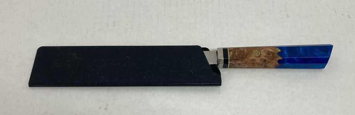 Photo 1 of SEIDO KNIVES DAMASCUS STEEL JAPANESE CHEF KNIFE W SAPPHIRE BLUE HANDLE