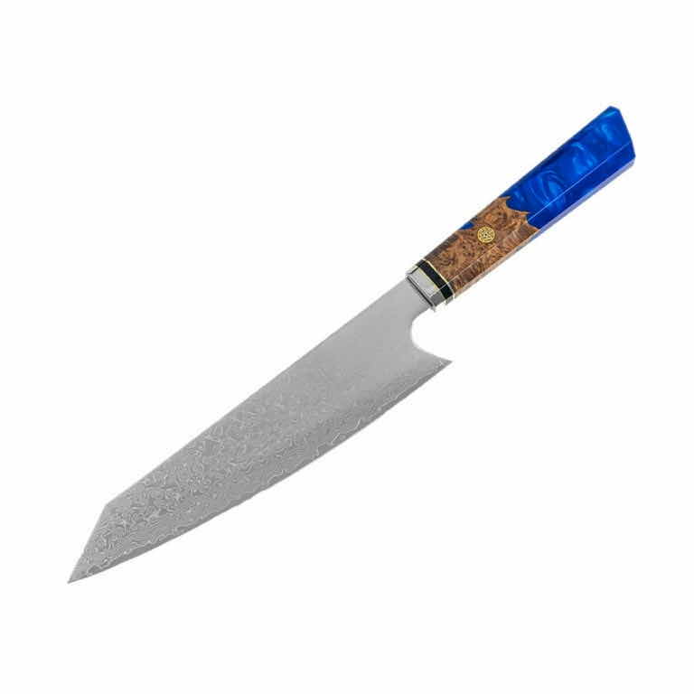 Photo 1 of SEIDO KNIVES DAMASCUS STEEL JAPANESE CHEF KNIFE W SAPPHIRE BLUE HANDLE