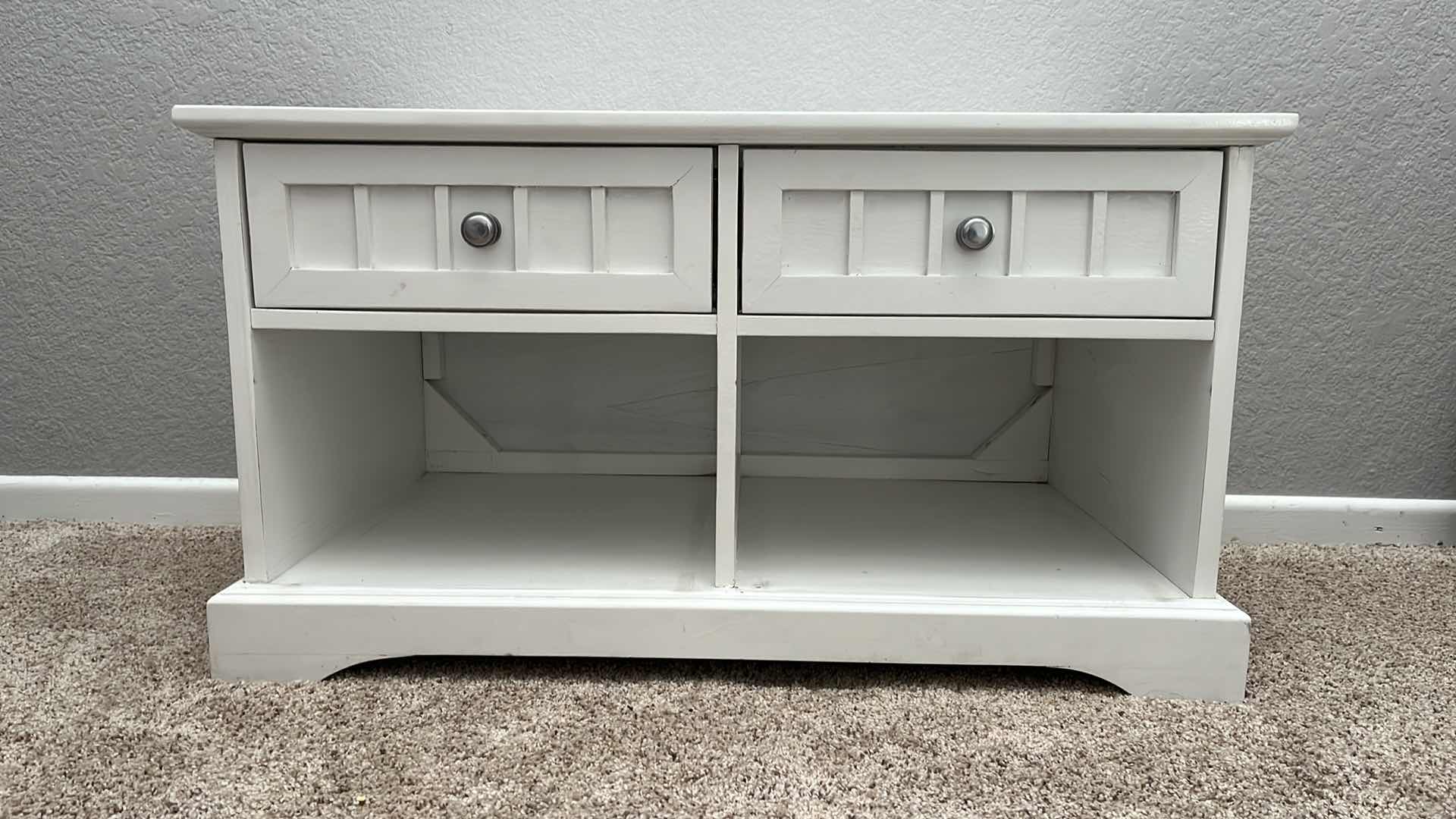 Photo 1 of WHITE FINISH WOOD 2 DRAWER SIDE TABLE CABERNET 