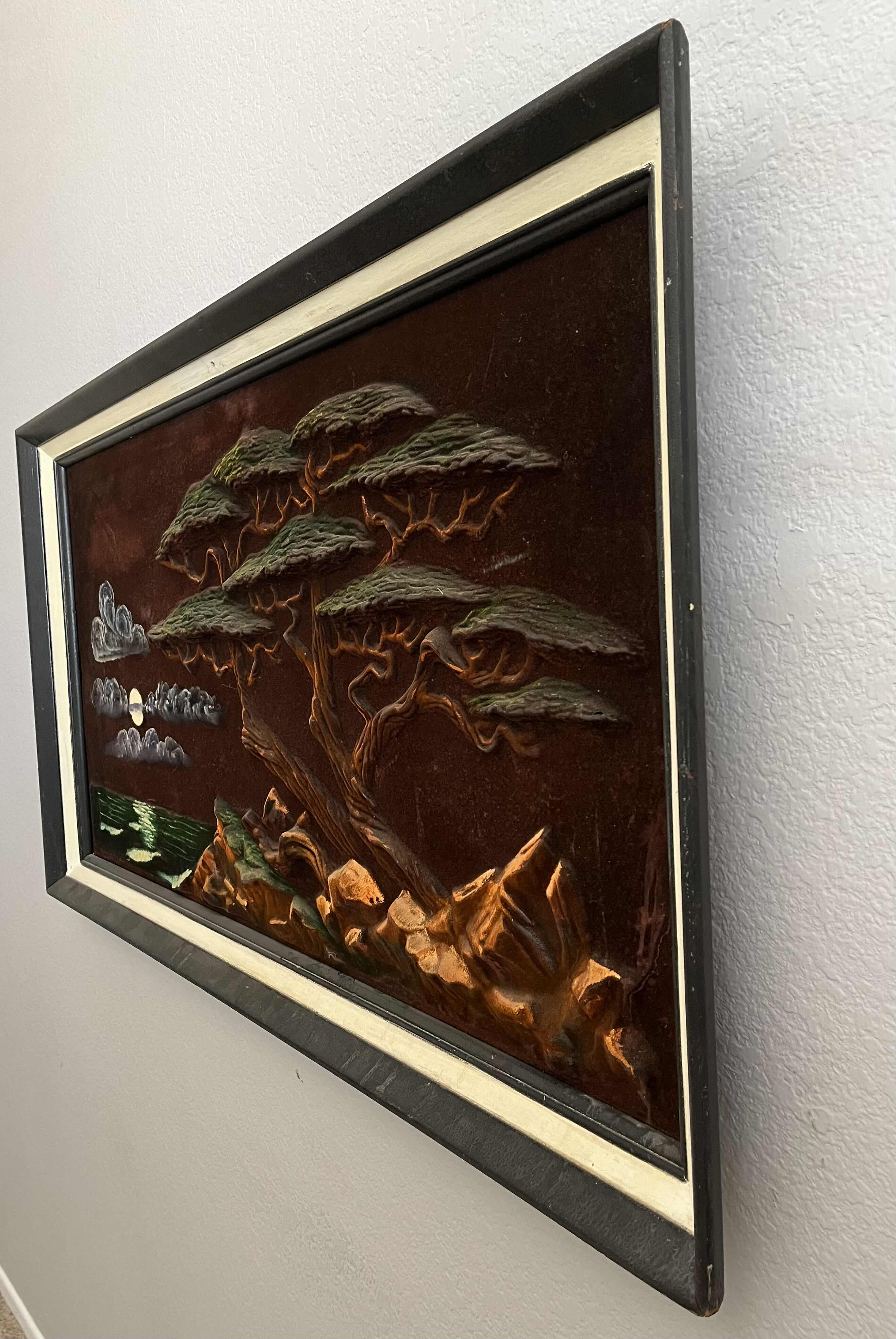 Photo 1 of VINTAGE VELVET 3D SCENIC FRAMED ARTWORK 50” X 28.5”