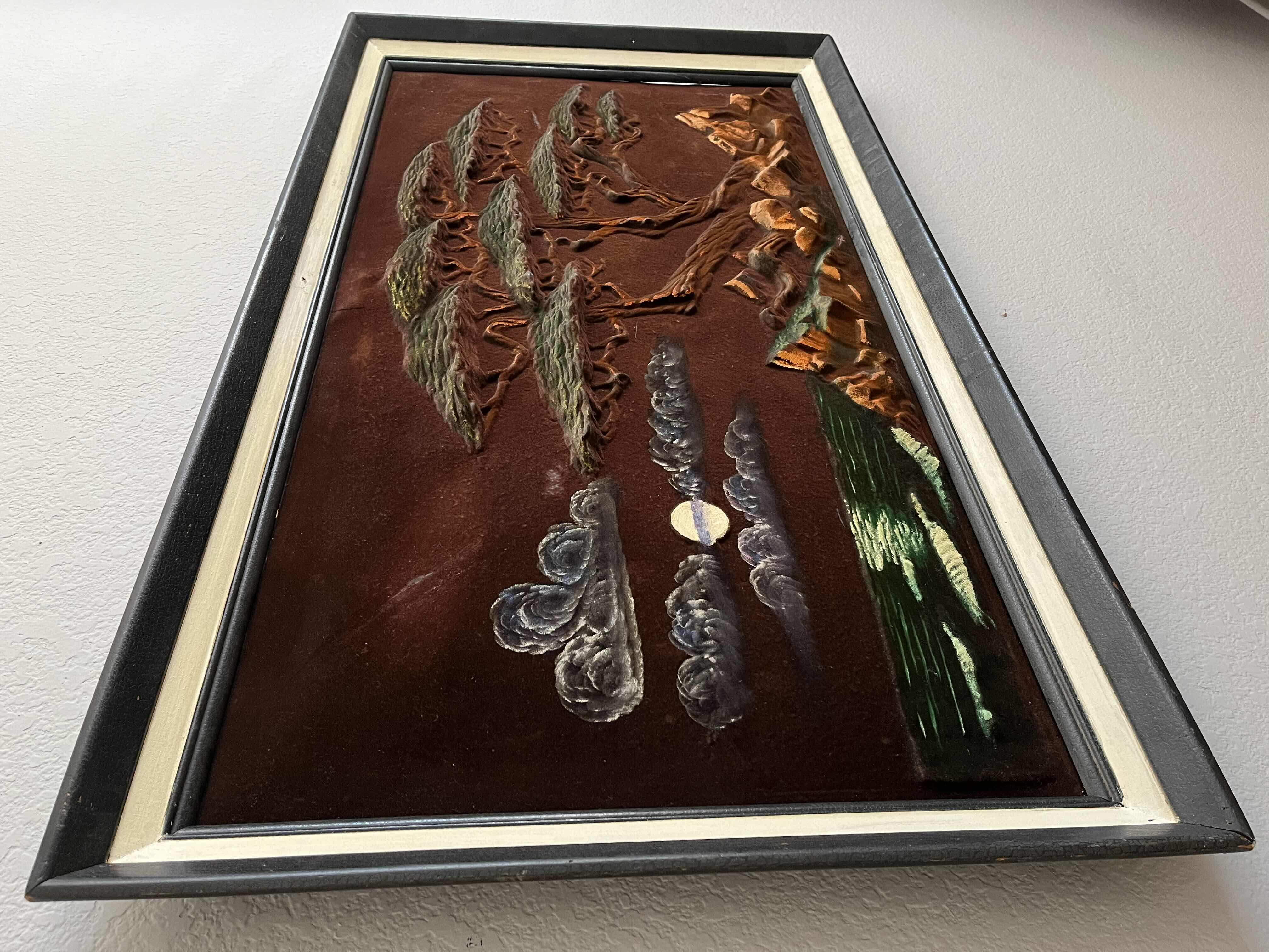 Photo 1 of VINTAGE VELVET 3D SCENIC FRAMED ARTWORK 50” X 28.5”