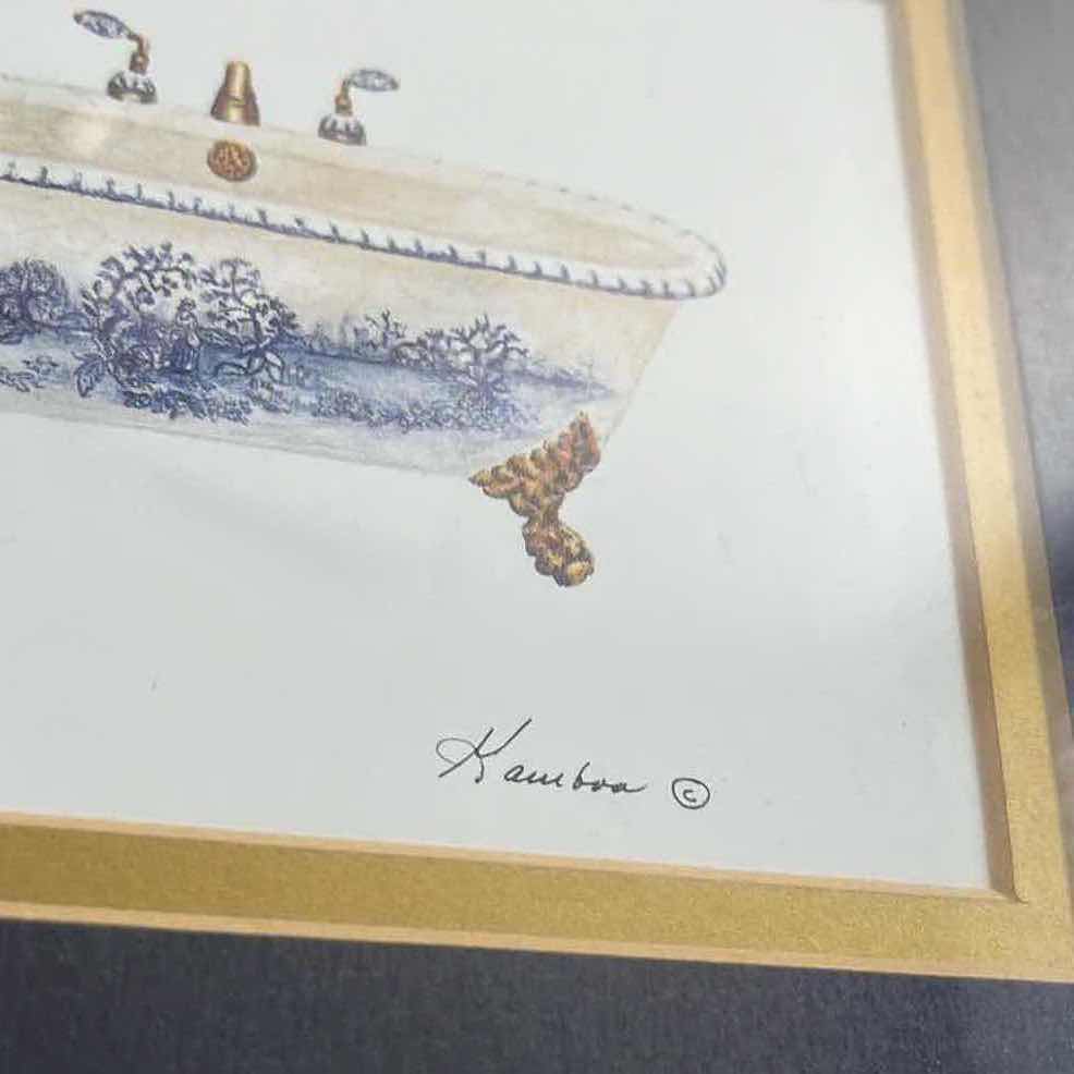 Photo 1 of MID CENTURY CLAWFOOT BATHTUB FRAMED ARTWORK SIGNED BY KAUI BOA