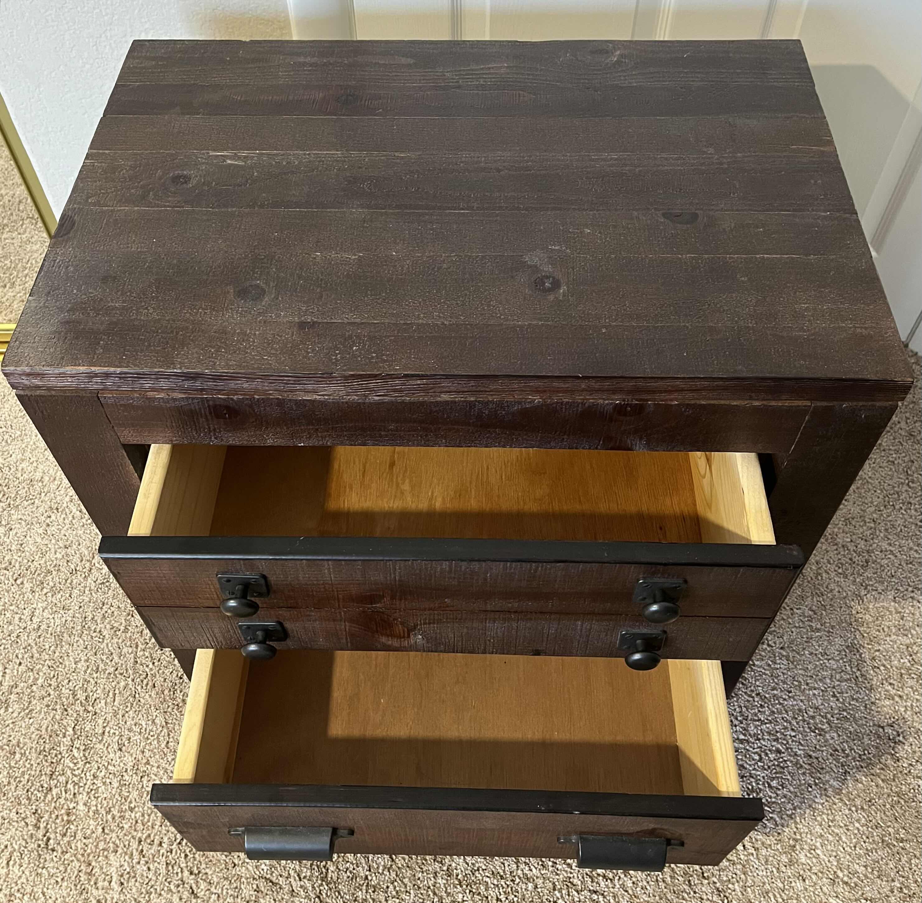 Photo 1 of PROGRESSIVE FURNITURE RUSTIC BARN WOOD 2 DRAWER NIGHTSTAND SIDE TABLE 26” X 18” H25”