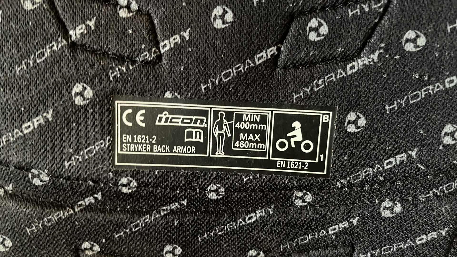 Photo 1 of ICON FIELD ARMOR STYKER SERIES CE APPROVED BACK ARMOR MOTORCYCLE RIDING VEST MENS LG-XL