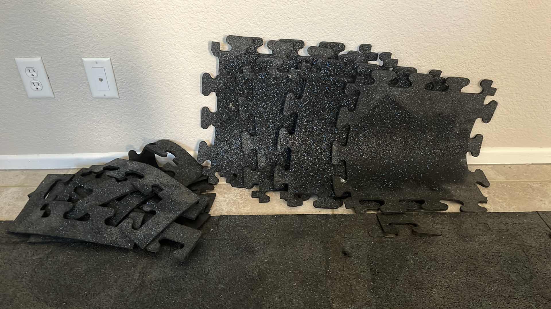 Photo 1 of RUBBER PUZZLE PIECE WORKOUT MAT W EXTRA PIECES 92” X 109”