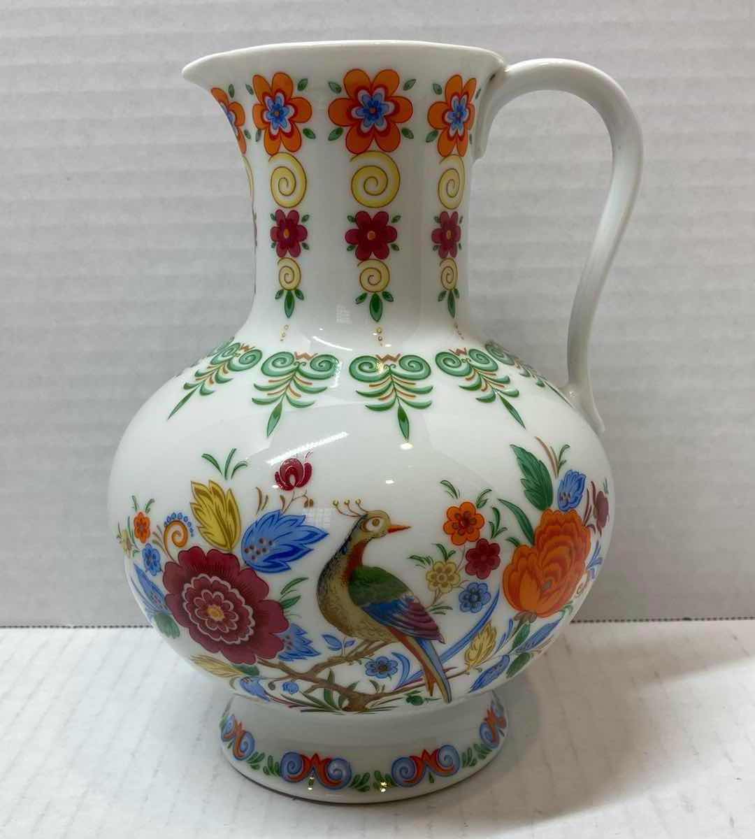 Photo 1 of LINDNER KUEPS BABARIA PORCELAIN CHINESE FLOWER & PEACOCK TEA BOX, CREAMER, & BOWL