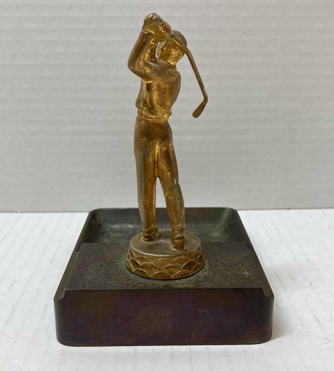 Photo 1 of VINTAGE GLEN & CHETS LAKE SHORE TOURNEY BRONZE GOLFER DESK CHANGE HOLDER