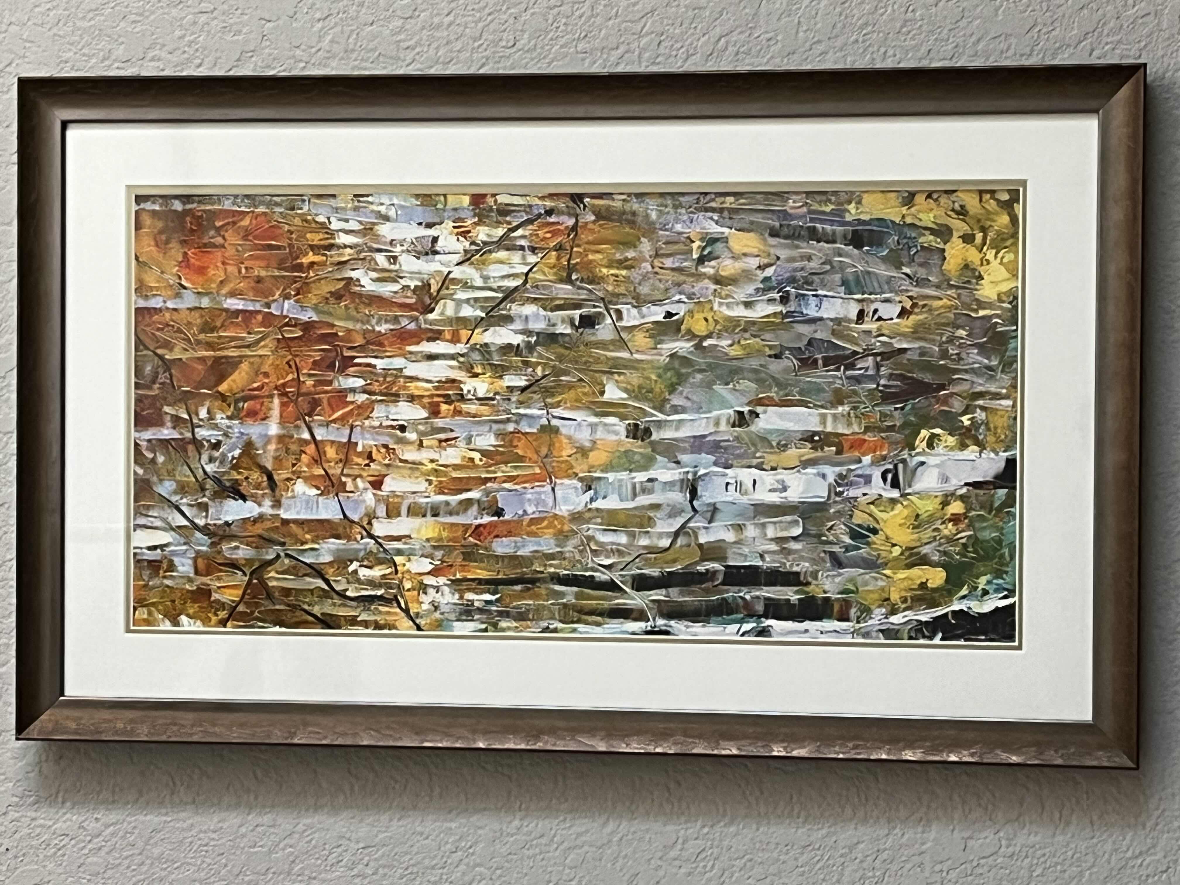 Photo 1 of VERTICAL ABSTRACT MULTI COLOR FRAMED ARTWORK SIGNED BY ROBERT MOORE 18” X 30”