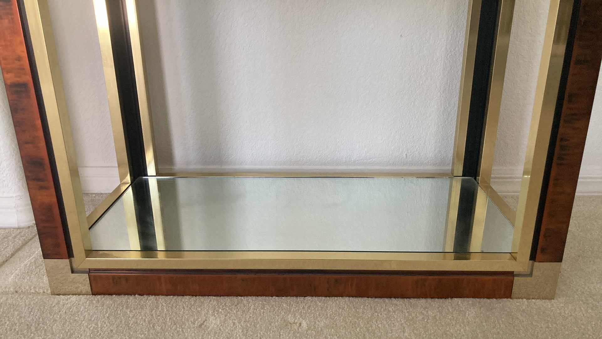 Photo 1 of MASTERCRAFT STYLE BRASS & TORTOISE FINISH ETAGERE BOOK SHELF W GLASS SHELVES 30” X 14” H72”