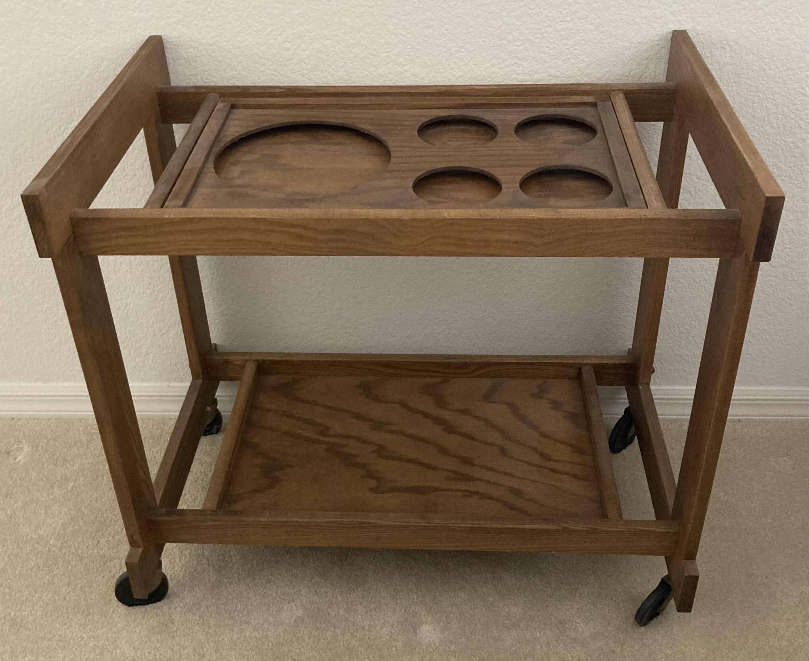 Photo 1 of UNITED STYLE WALNUT WOOD ROLLING BAR CART