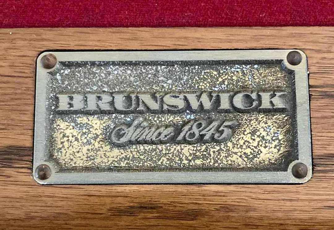 Photo 1 of BRUNSWICK RED FELT POOL TABLE 53.5” X 98” H31” (READ NOTES)