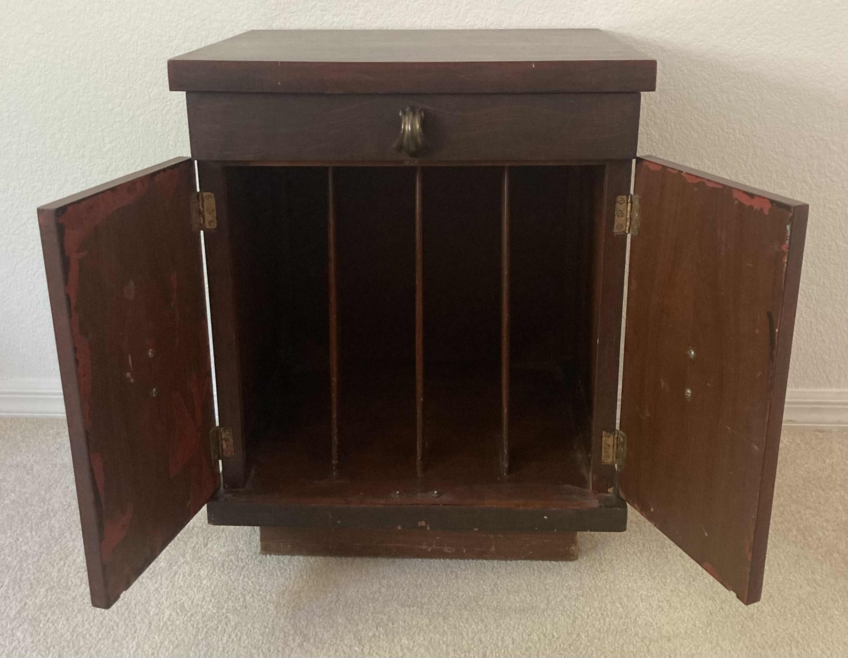 Photo 1 of VINTAGE WOODEN RECORD CABINET 20” X 17” H25”