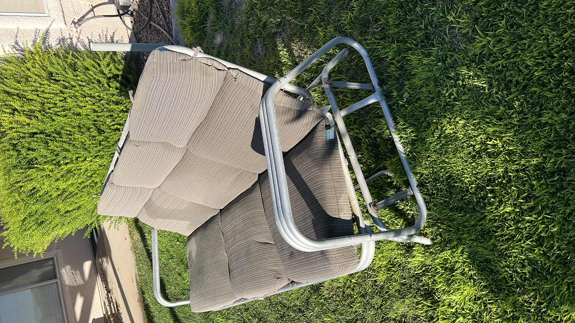 Photo 1 of TARGET HOME ROCKING ALUMINUM FRAME PATIO BENCH W 2 THROW PILLOWS 68.5” X 35” H33”