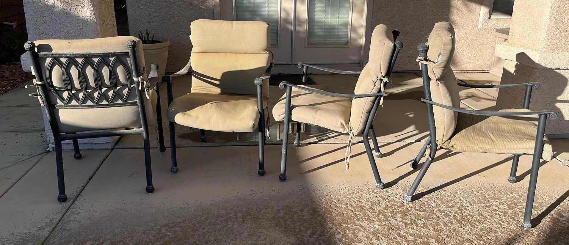 Photo 1 of BLACK FINISH ALUMINIUM FRAME PATIO SET- GLASS TOP TABLE 47” X 29” W 4 CHAIRS 25” X 24” H35.5”