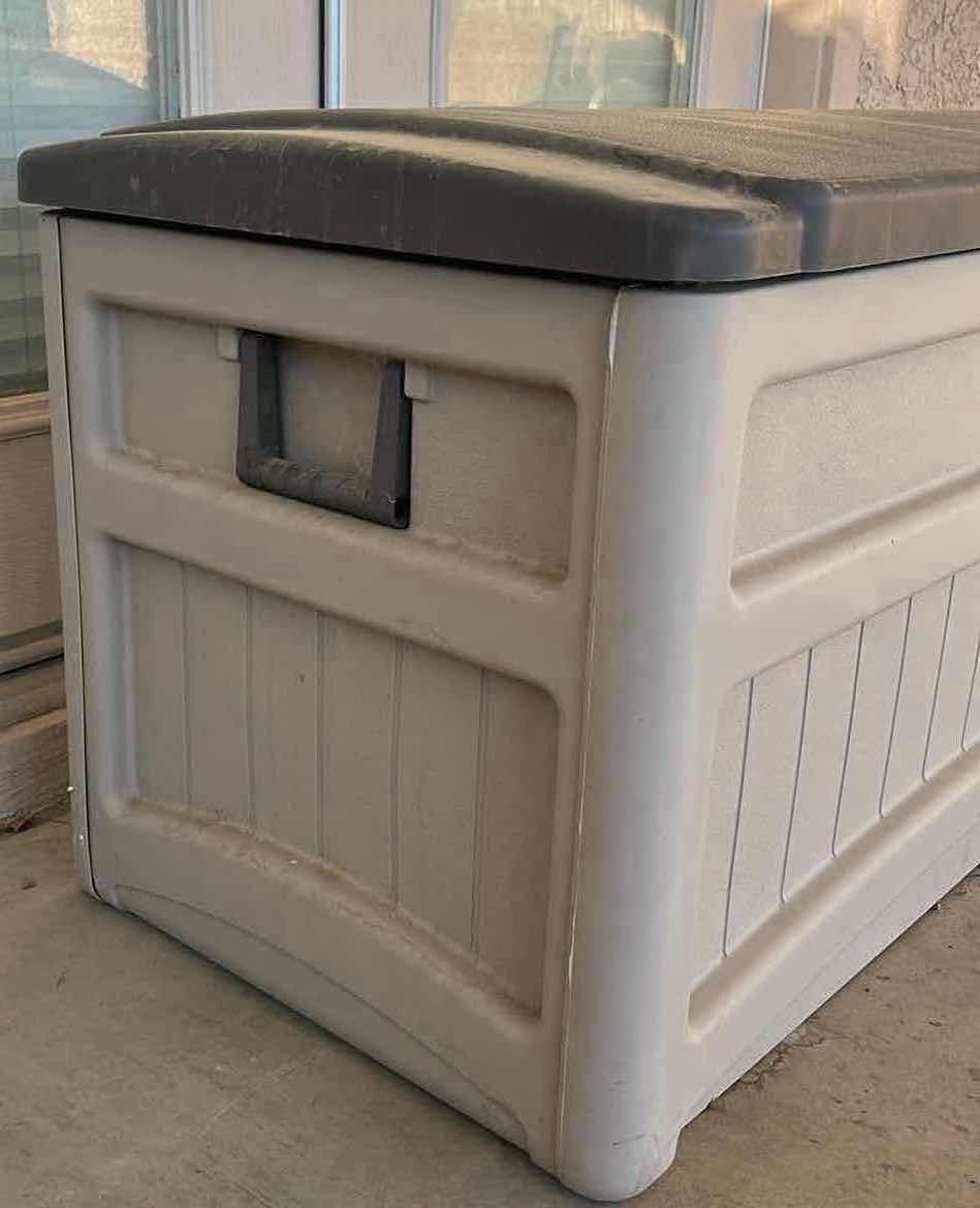 Photo 1 of SUNCAST DELUXE PATIO DECK CHEST W GARDENING TOOLS & SUPPLIES 46” X 24” H25”