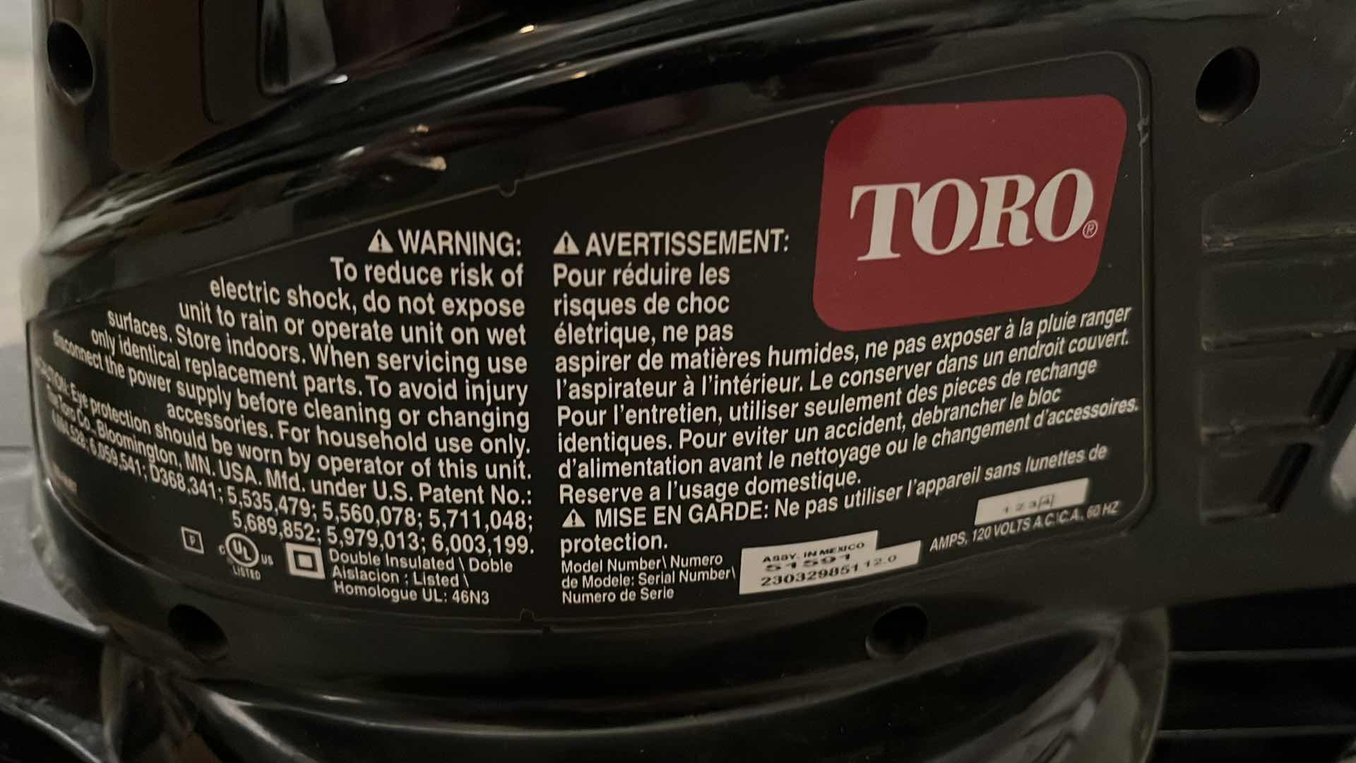 Photo 1 of TORO ELECTRIC YARD BLOWER W ATTACHMENT MODEL 51591