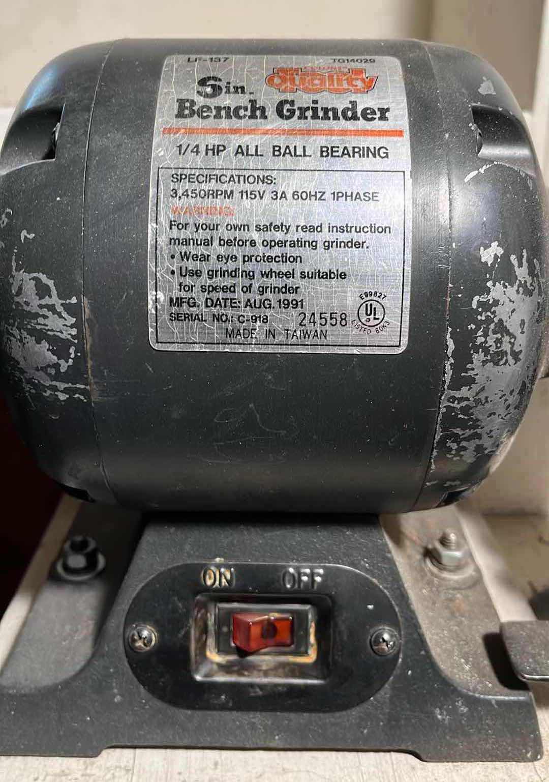 Photo 1 of COLUNS QUALITY TOOLS MOUNTED 6” BENCH GRINDER MODEL LF-137 TG14029