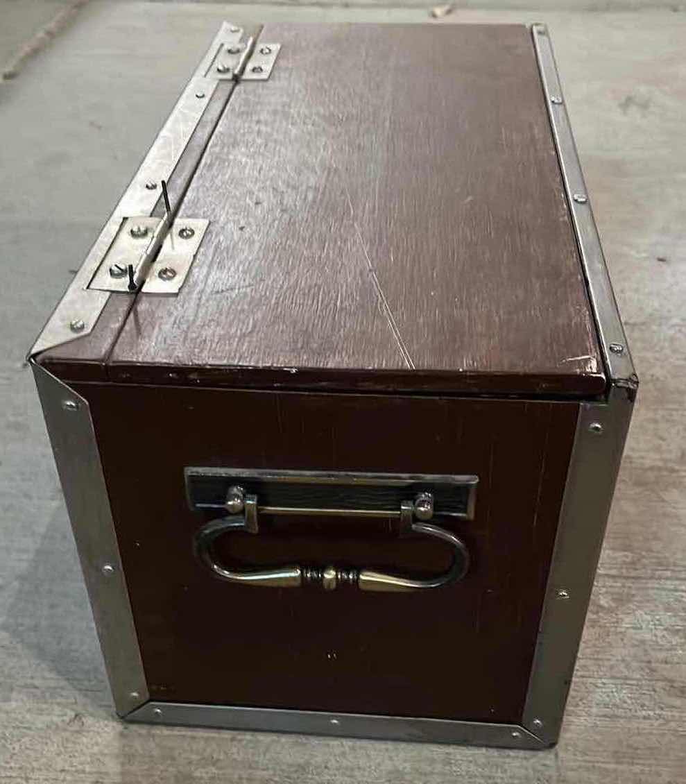 Photo 1 of CUSTOM MADE WOOD BOX W VINTAGE SHOE CLEANING KIT 18” X 9” H9”