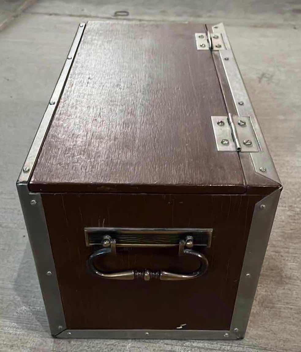Photo 1 of CUSTOM MADE WOOD BOX W VINTAGE SHOE CLEANING KIT 18” X 9” H9”