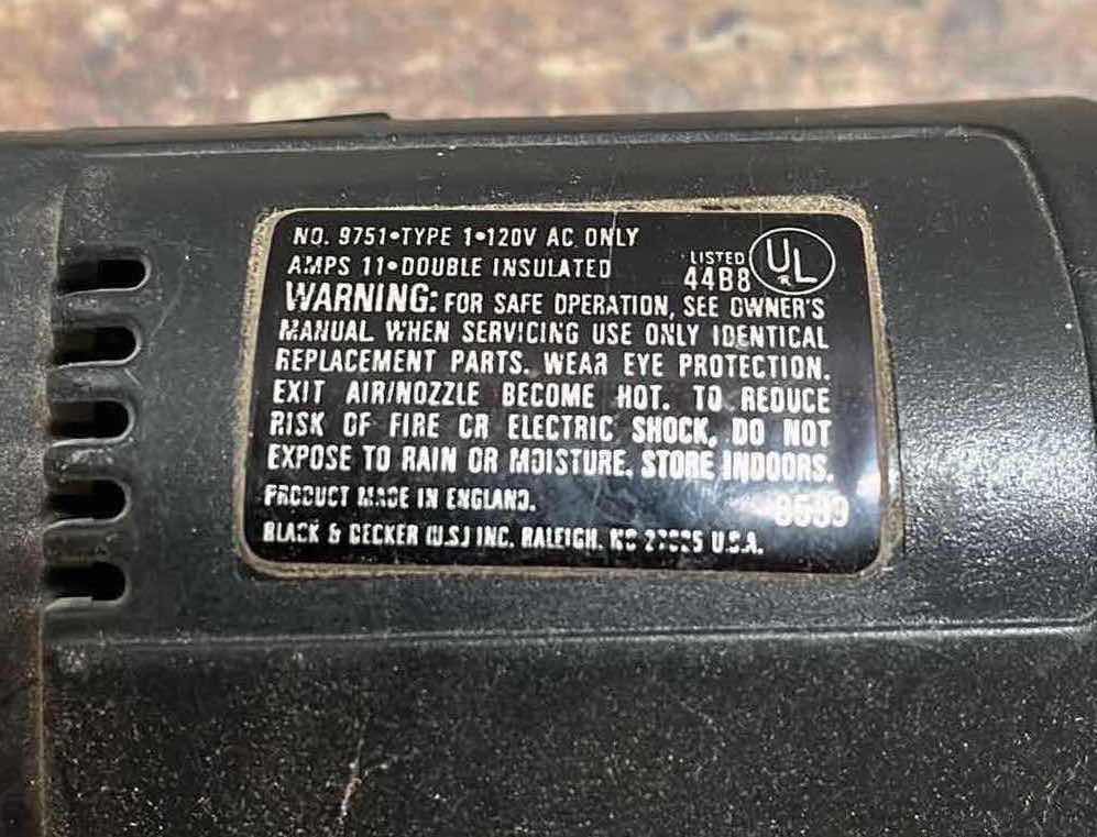 Photo 1 of BLACK & DECKER HEAT N STRIP ELECTRIC PAINT REMOVER HEAT GUN MODEL 9751