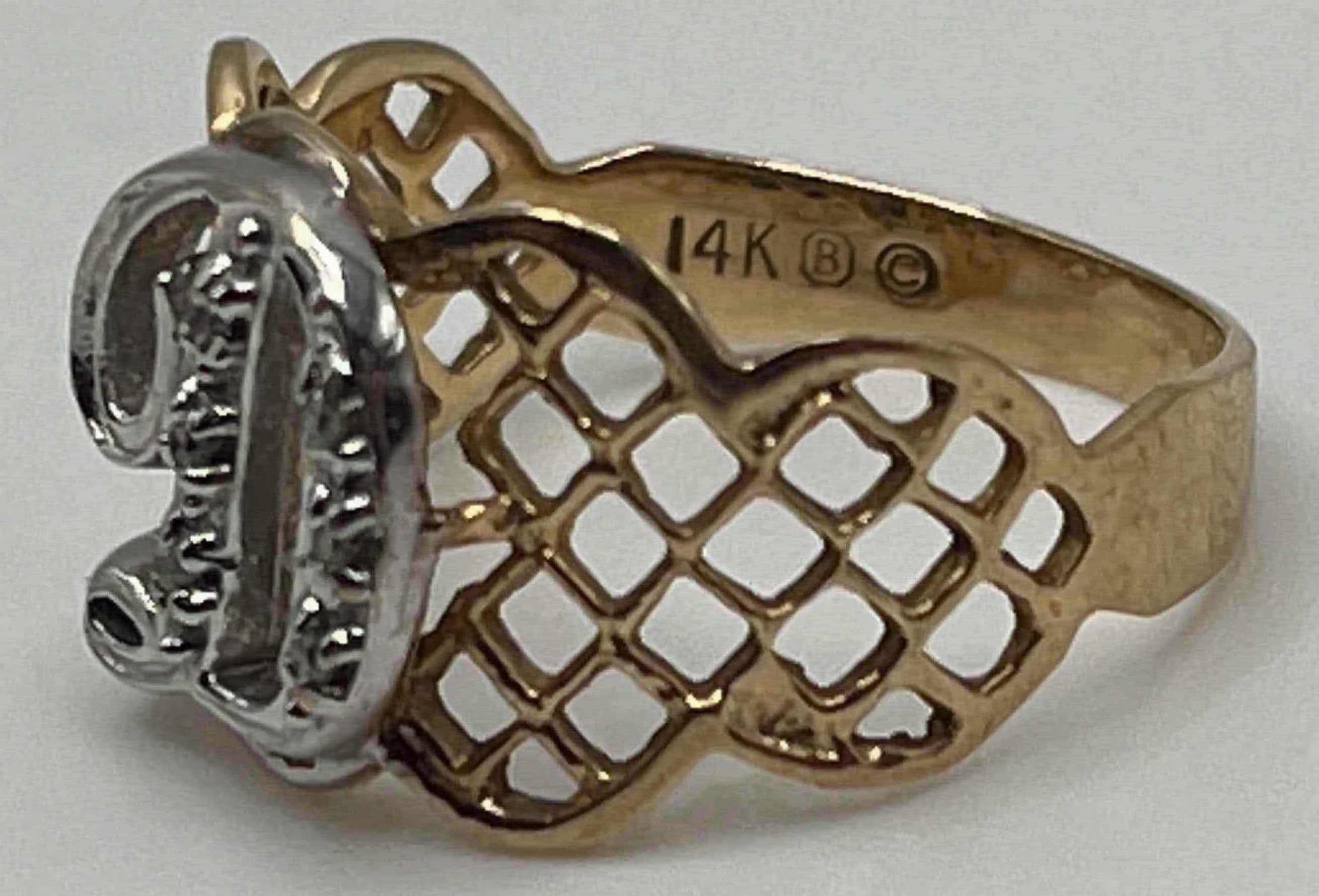 Photo 1 of GOLD RING LETTER D 14K BAND 2.9GRAMS WOMENS SIZE 8.5-9.5