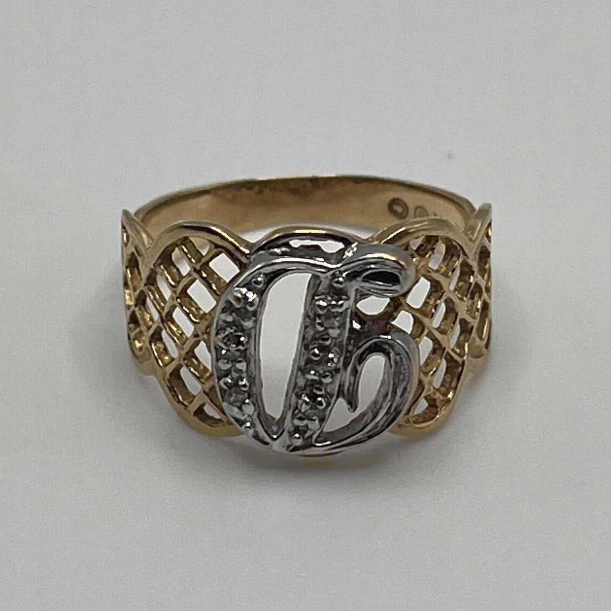 Photo 1 of GOLD RING LETTER D 14K BAND 2.9GRAMS WOMENS SIZE 8.5-9.5
