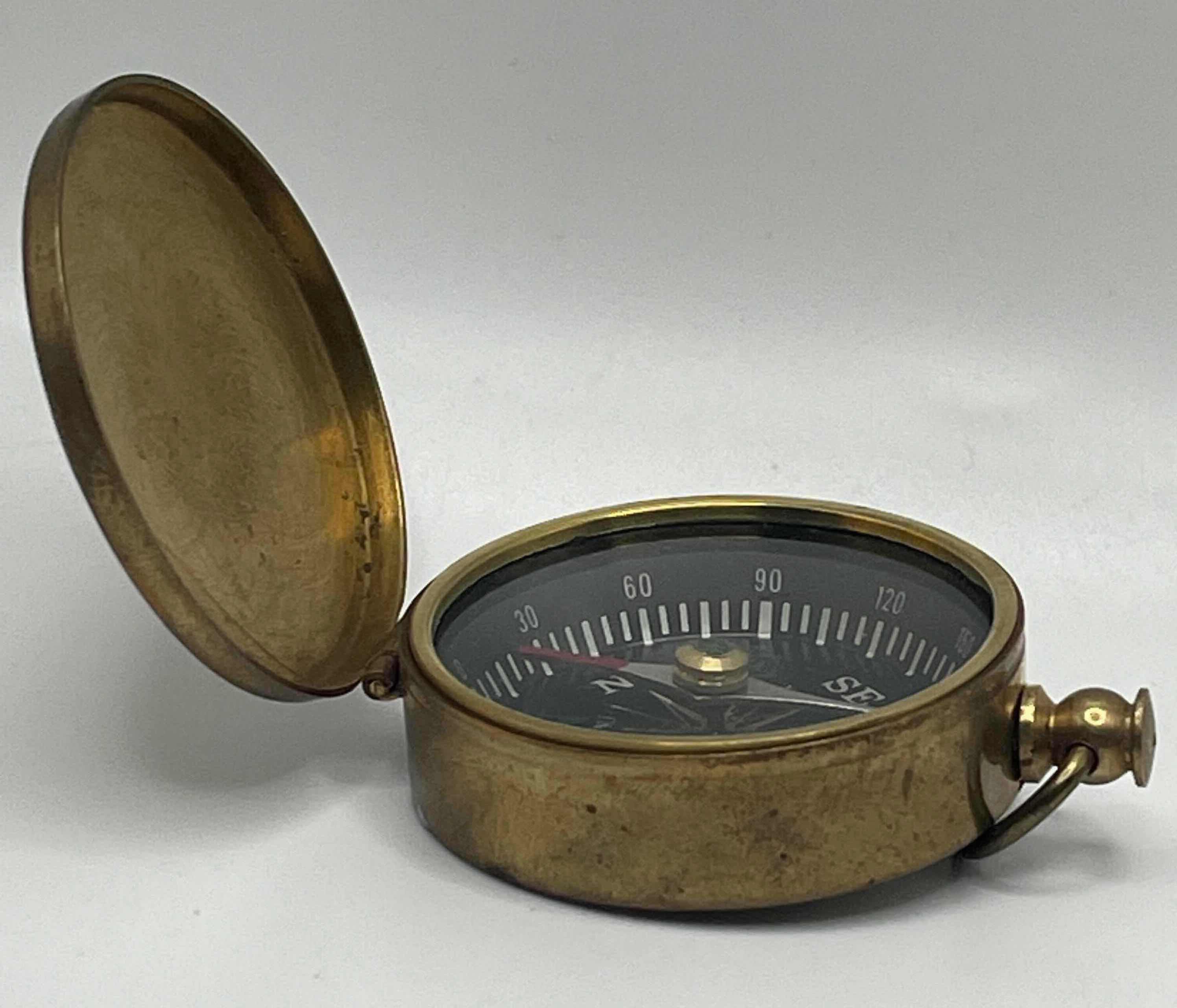 Photo 1 of STANLEY LONDON BRASS FINISH COMPASS MADE IN INDIA 1.75” X 2.5”