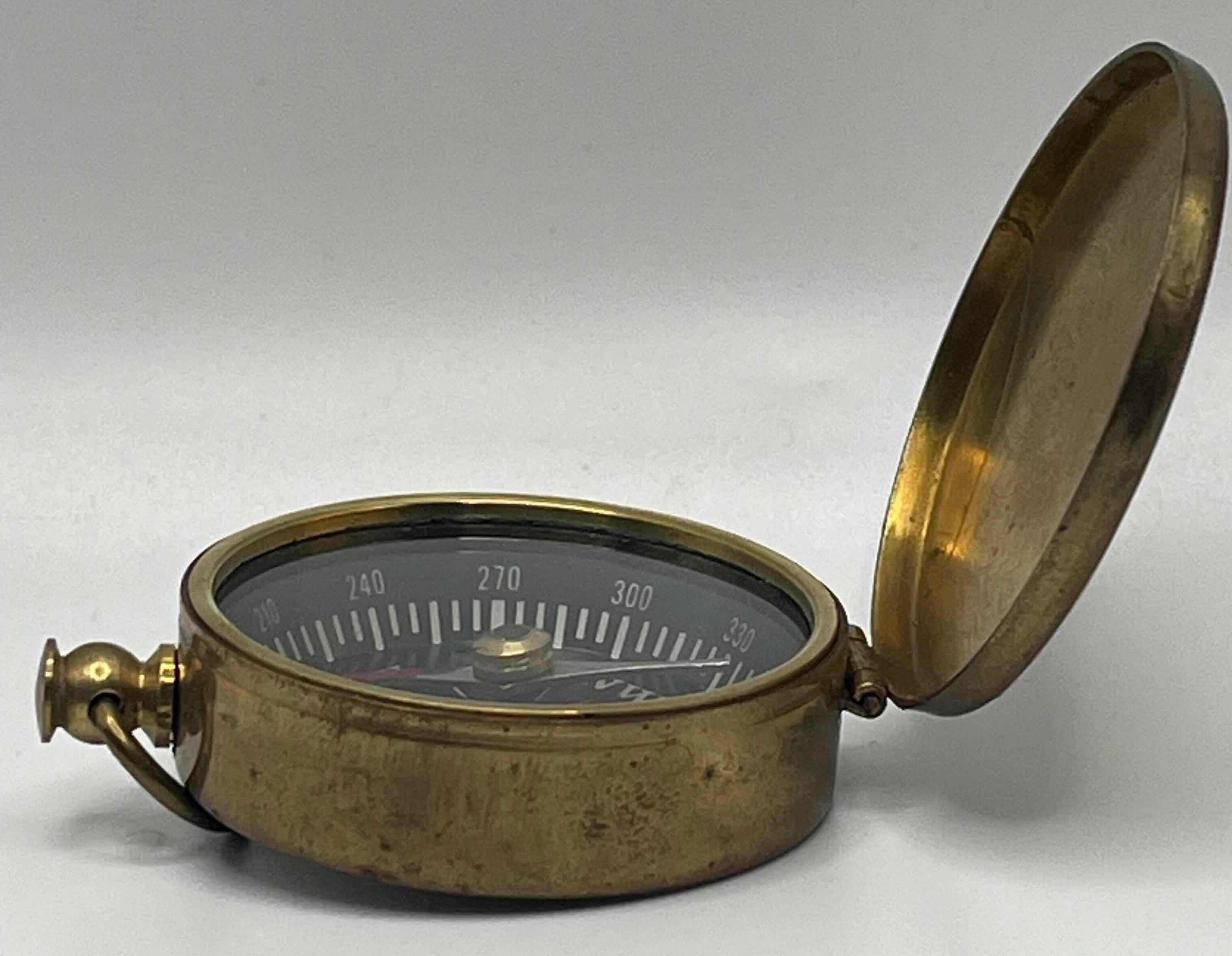 Photo 1 of STANLEY LONDON BRASS FINISH COMPASS MADE IN INDIA 1.75” X 2.5”