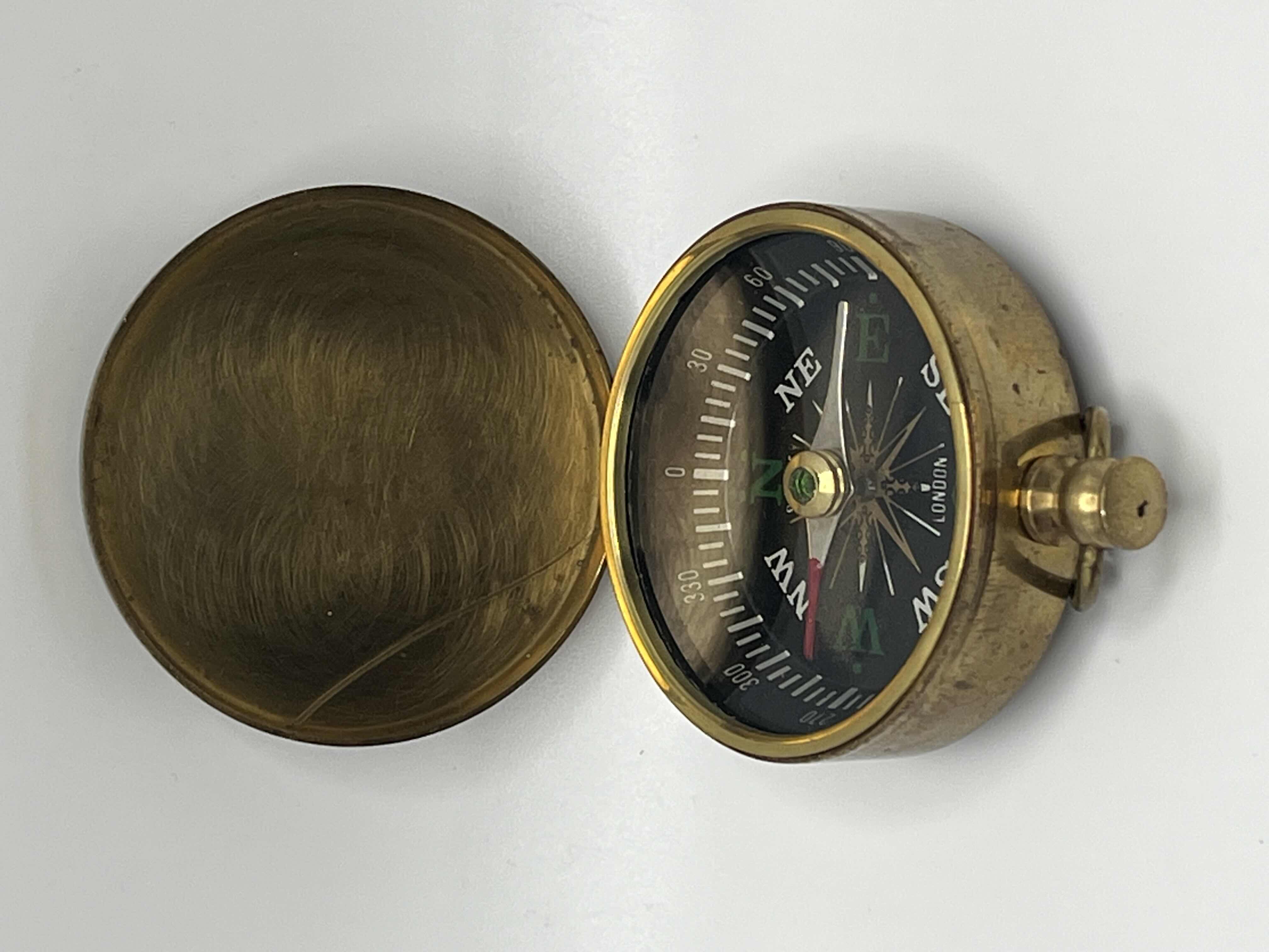 Photo 1 of STANLEY LONDON BRASS FINISH COMPASS MADE IN INDIA 1.75” X 2.5”