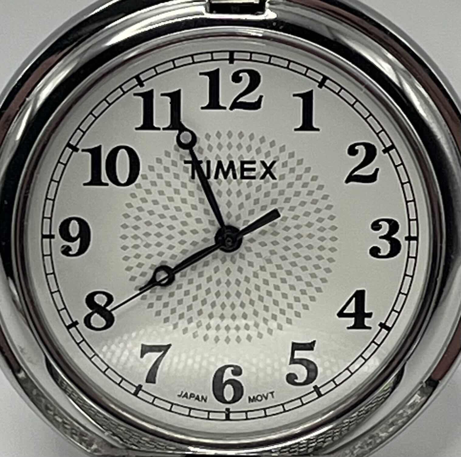Photo 1 of TIMEX JAPAN MOVT SILVER FINISH POCKET WATCH 1.75” X 2.5”